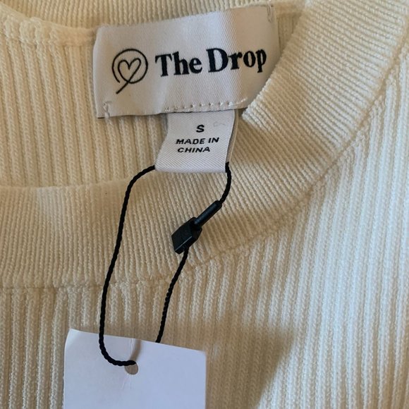 NWT THE DROP YASMIN SIDE-SLIT RIBBED MIDI TANK SWEATER DRESS IVORY SMALL - Picture 7 of 10